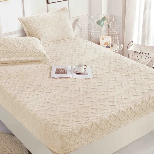 Husa pat cu elastic 180x200 Cocolino Tricot + 2 fete perna HCT-Crem