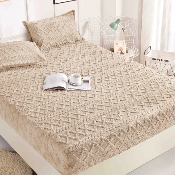 Husa pat cu elastic 180x200 Cocolino Tricot + 2 fete perna HCT-Cappuccino