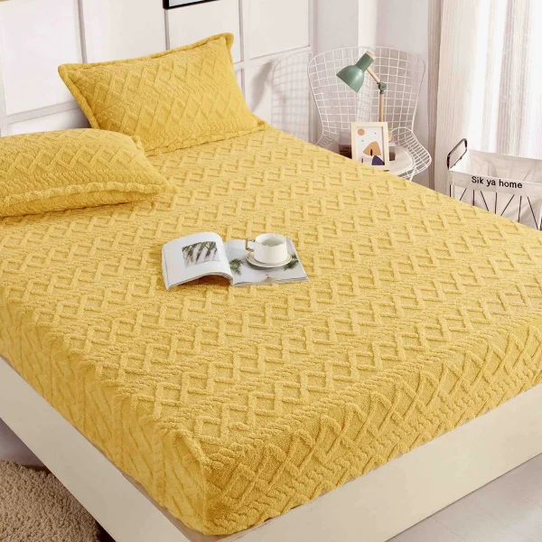 Husa pat cu elastic 180x200 Cocolino Tricot + 2 fete perna HCT-Galben