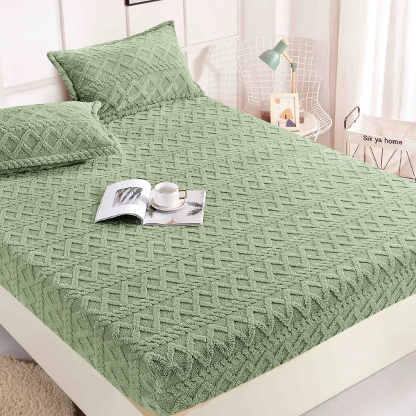 Husa pat cu elastic 180x200 Cocolino Tricot + 2 fete perna HCT-Verde