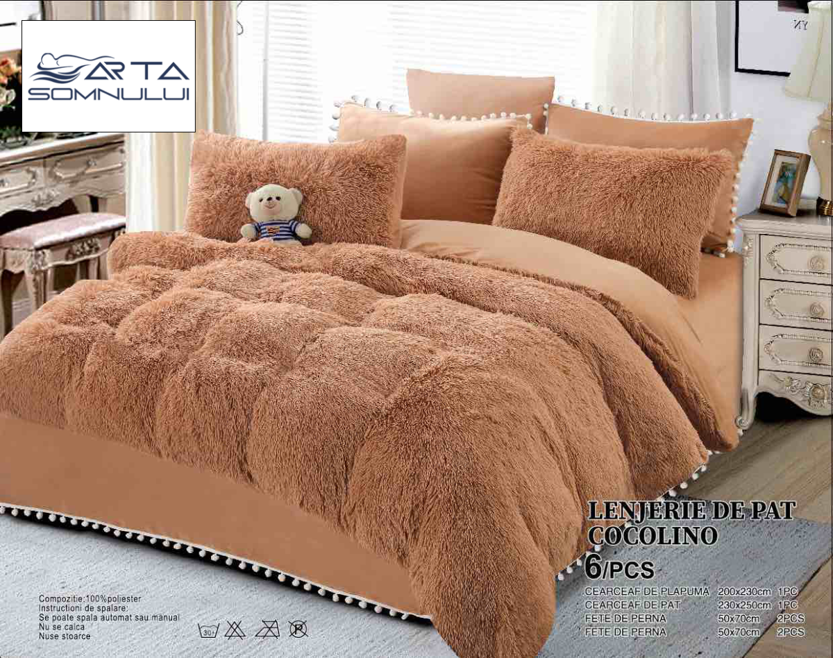 Lenjerie pat Cocolino Fluffy 6 Piese LCF-Maro