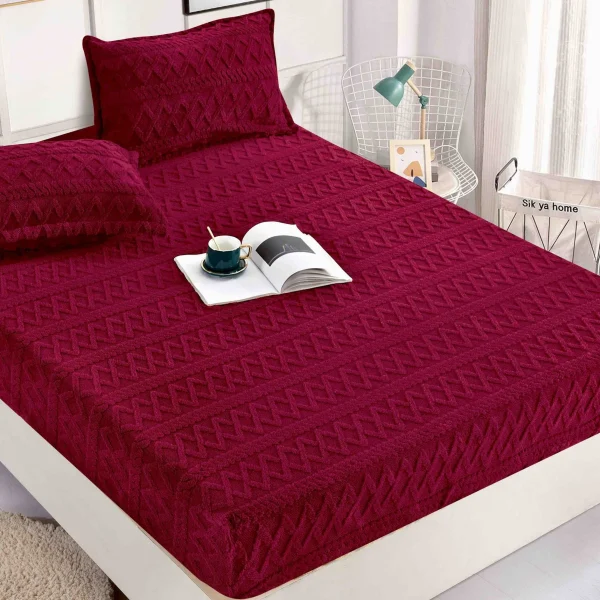 Husa pat cu elastic 180x200 Cocolino Tricot + 2 fete perna HCT-Rosu