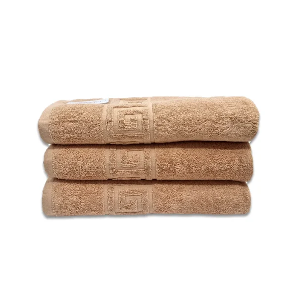 Set 3 Prosoape Bumbac 70×130cm 550 gr/mp Greek Border Cappuccino