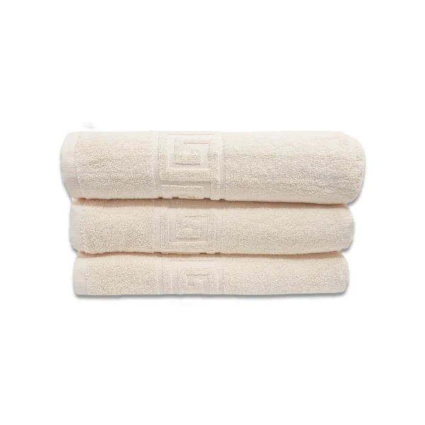 Set 3 Prosoape Bumbac 70×130cm 550 gr/mp Greek Border Ivory