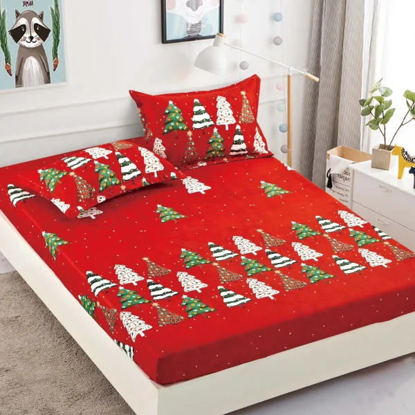 Husa pat Craciun cu elastic 180x200 Finet + 2 fete perna HPC-05