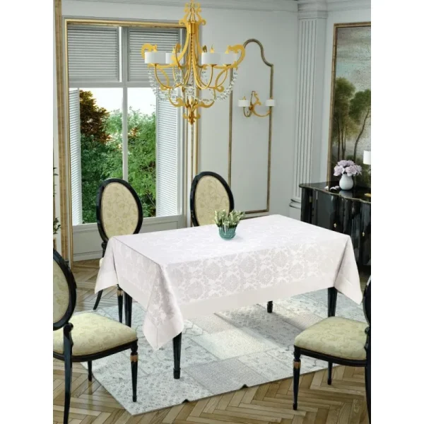 Față de masă Jaquard Damasc Deluxe Ecru 160x320cm