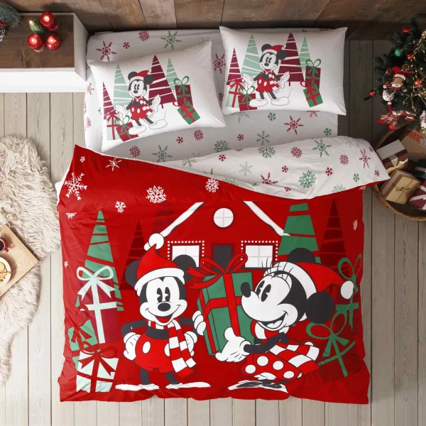 Lenjerie TAC Disney 100% bumbac Minnie Mickey Christmas