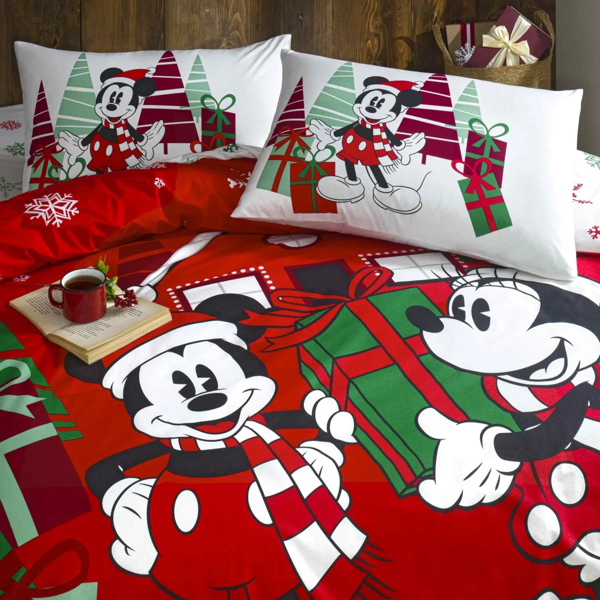 Lenjerie TAC Disney 100% bumbac Minnie Mickey Christmas