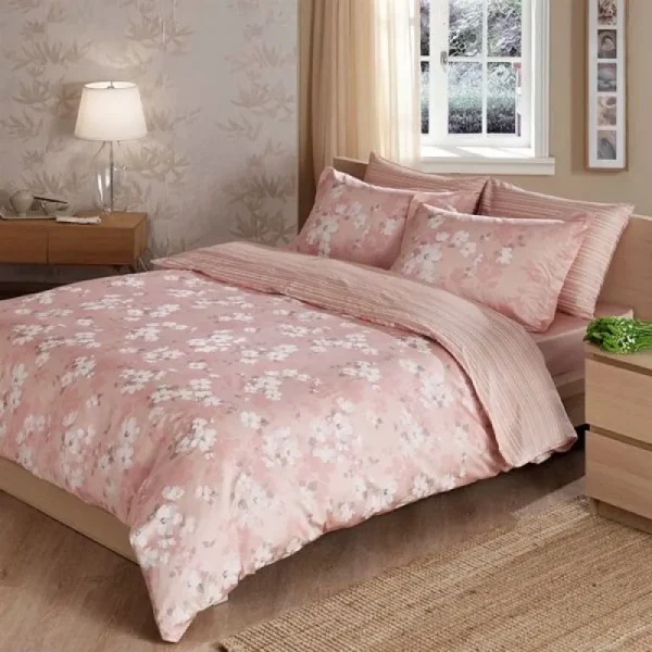Lenjerie TAC King Size 6 piese bumbac dublu satinat Elegance Premium Shadow Roz