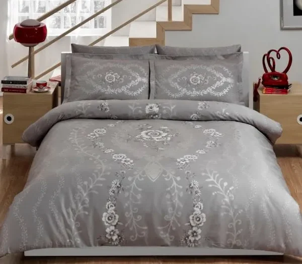Lenjerie TAC King Size 6 piese bumbac dublu satinat Deluxe Louvre