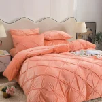 Lenjerie pat dublu din catifea cu pliuri Orange LCP-Orange