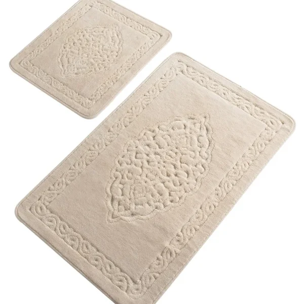 Set 2 Covorase de Baie bumbac 100% Arabesc Tropik Bej