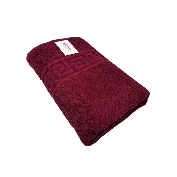 Prosop Bumbac 70×130cm 550 gr/mp Greek Border Burgundy