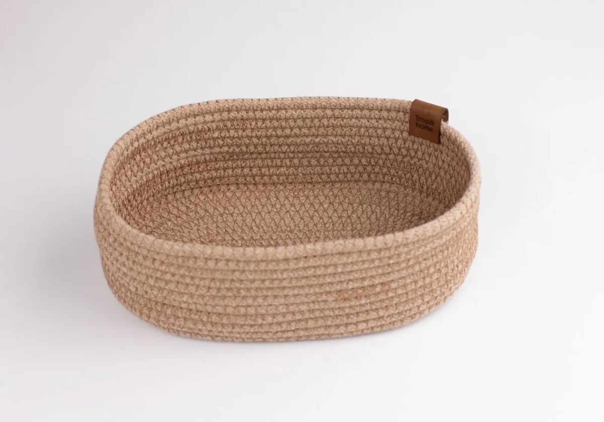 Cos depozitare oval 25x15 cm bumbac Bej