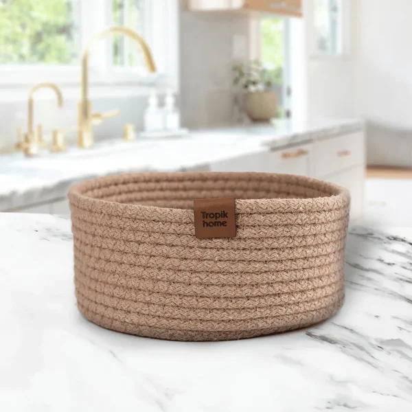 Cos depozitare rotund 25x15 cm bumbac Bej