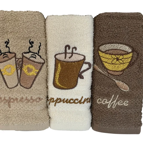 Set 3 prosoape bucatarie Cappuccino Gursan 100% bumbac