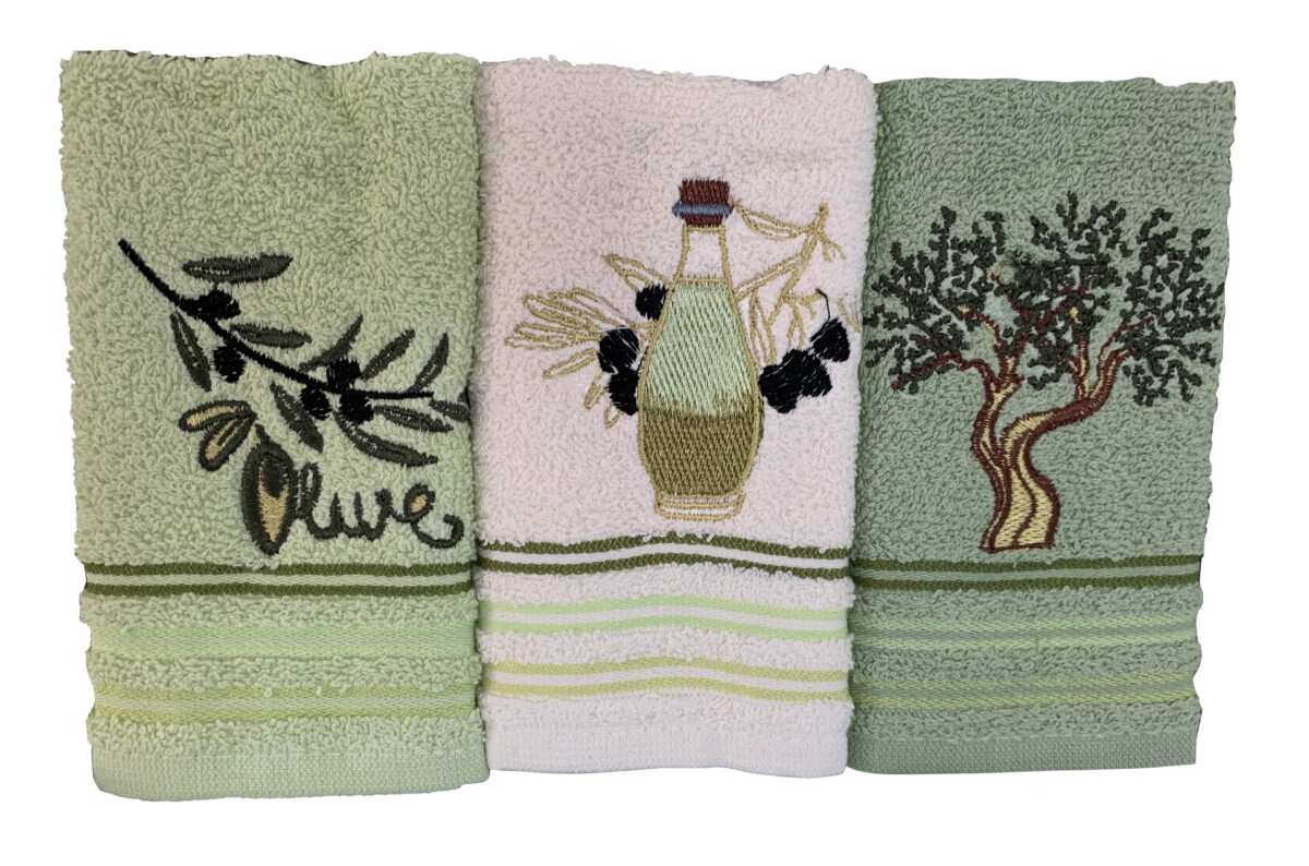 Set 3 prosoape bucatarie Olive Tree Gursan 100% bumbac