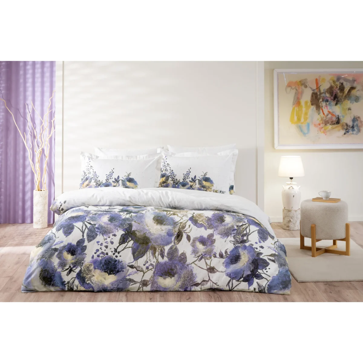 Lenjerie TAC King size 6 piese bumbac dublu satinat Digital Folia