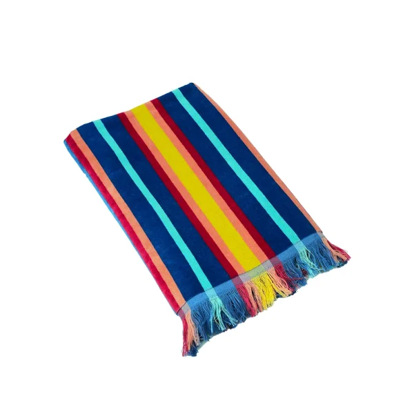 Prosop plaja 85x160 cm 100% bumbac Tricolor ciucuri