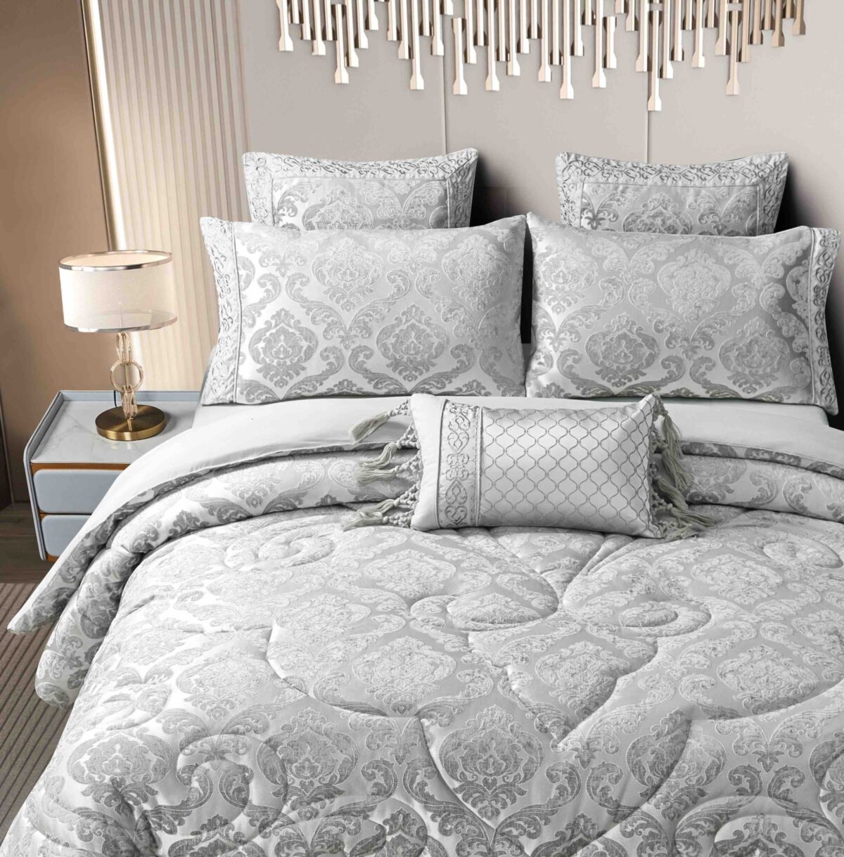 Set Cadou Luxury Jacquard 7 Piese SCJ-Gri