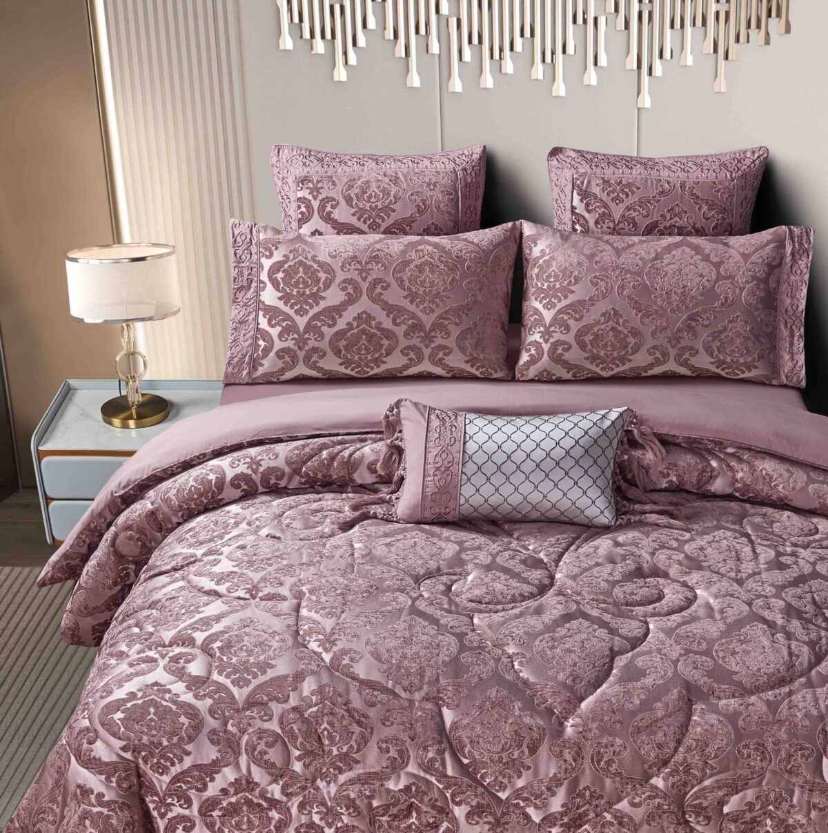 Set Cadou Luxury Jacquard 7 Piese SCJ-Roz