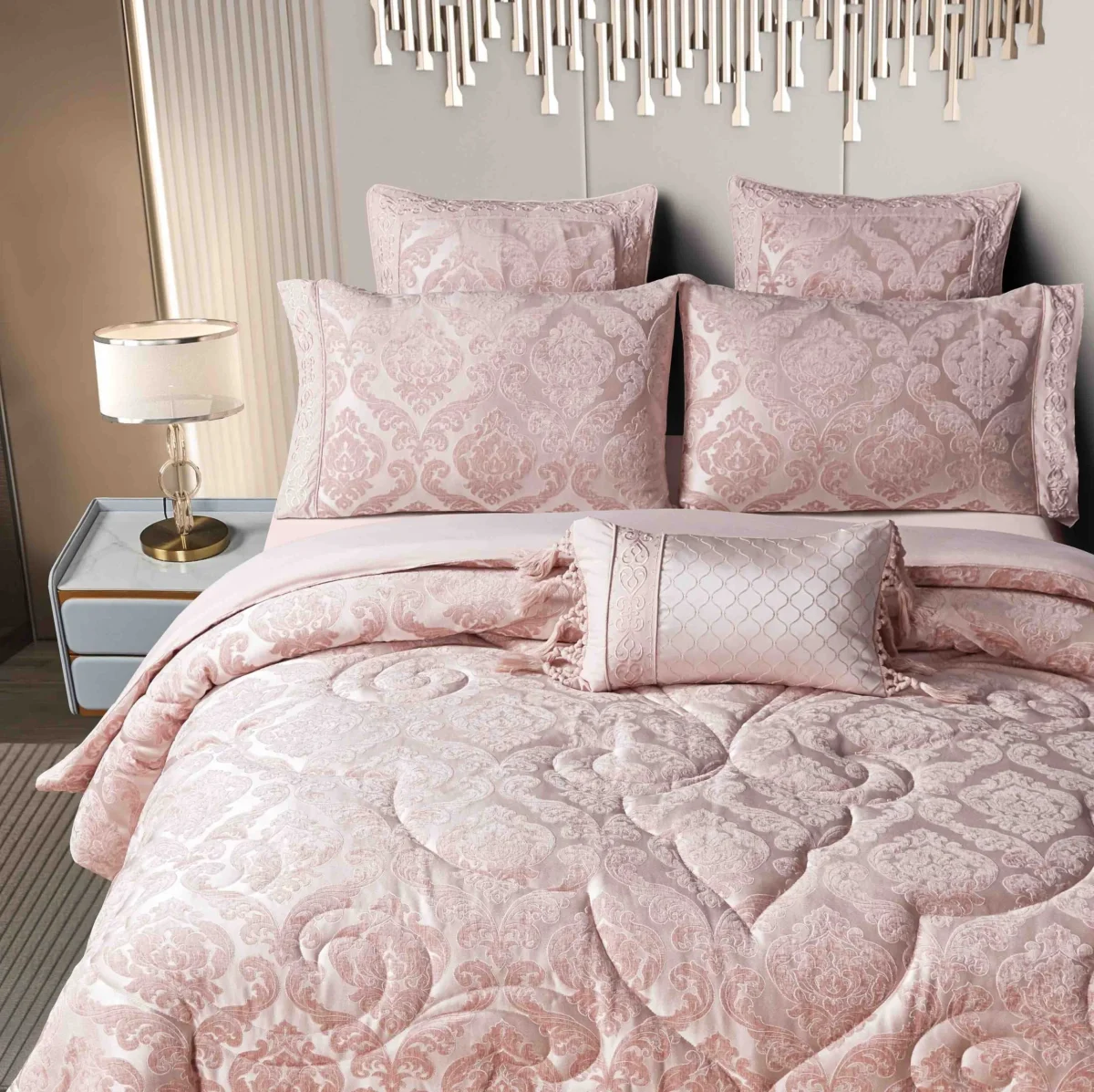Set Cadou Luxury Jacquard 7 Piese SCJ-Pudra