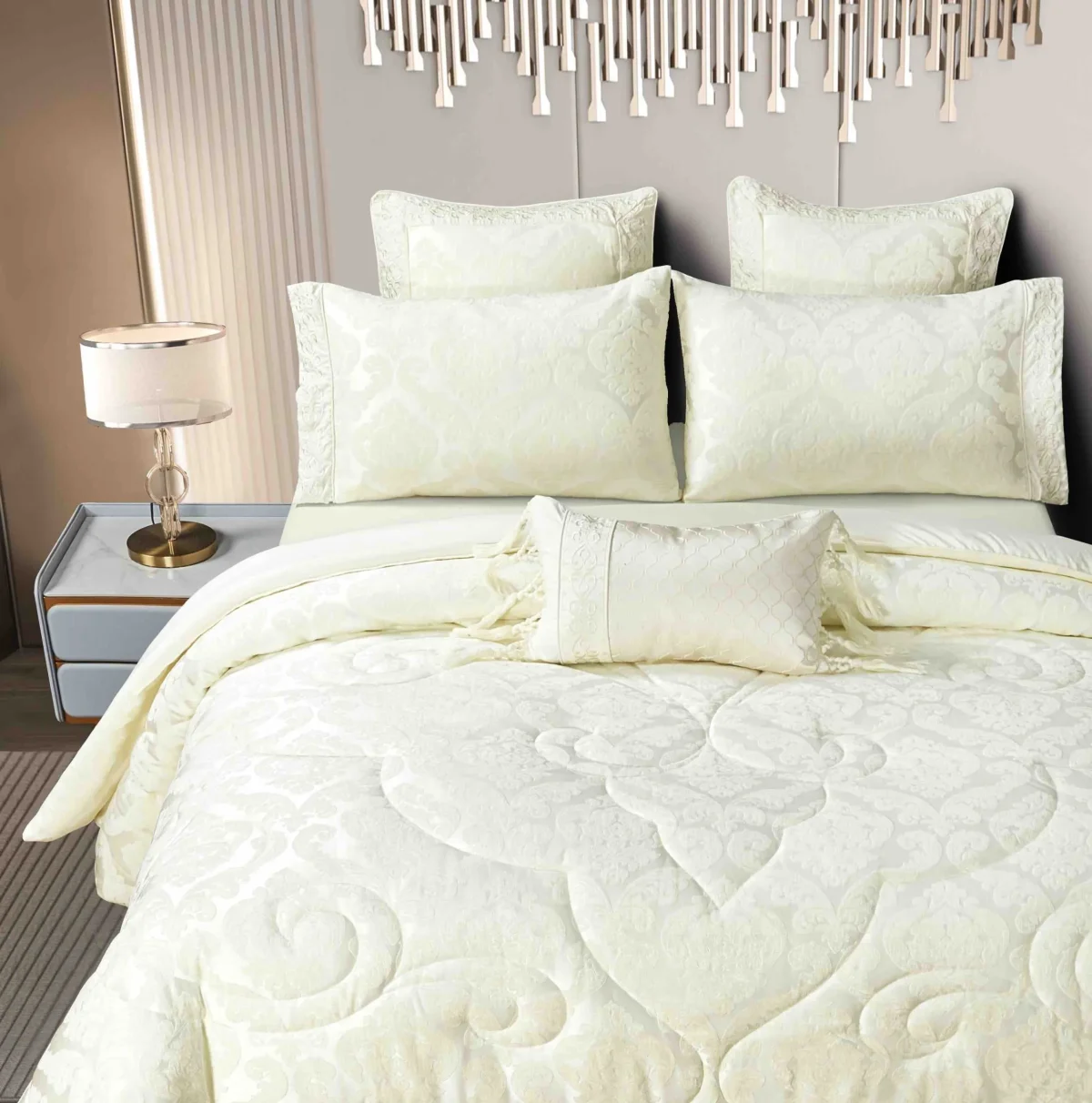 Set Cadou Luxury Jacquard 7 Piese SCJ-Crem