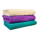 Set 3 Prosoape 70x130 cm Bumbac 500 gr/mp Greek Border Verde/Mov/Ivoire