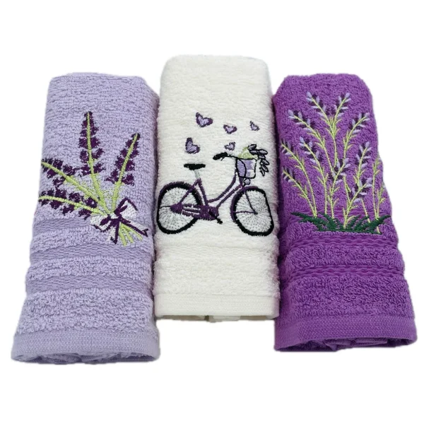 Set 3 prosoape bucatarie Lavanda Bicicleta 100% bumbac