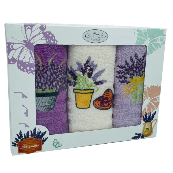 Set 3 prosoape bucatarie Lavanda Palarie 100% bumbac