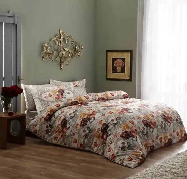 Lenjerie TAC King size 6 piese bumbac dublu satinat Digital Sharon