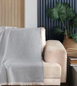Pled bumbac de canapea 170x210 cm bleu v2 Pled bumbac