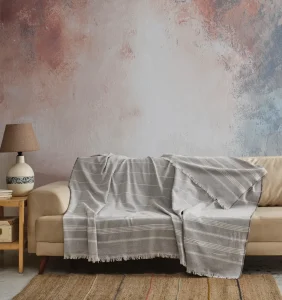 Pled bumbac de fotoliu sau canapea 130x170 cm gri Pled bumbac