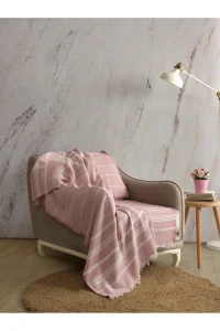 Pled bumbac de fotoliu sau canapea 130x170 cm roz Pled bumbac