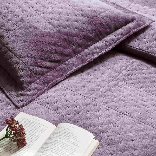 Cuvertură catifelata 250x240cm + 2 fete de perna TAC Alvin Mov