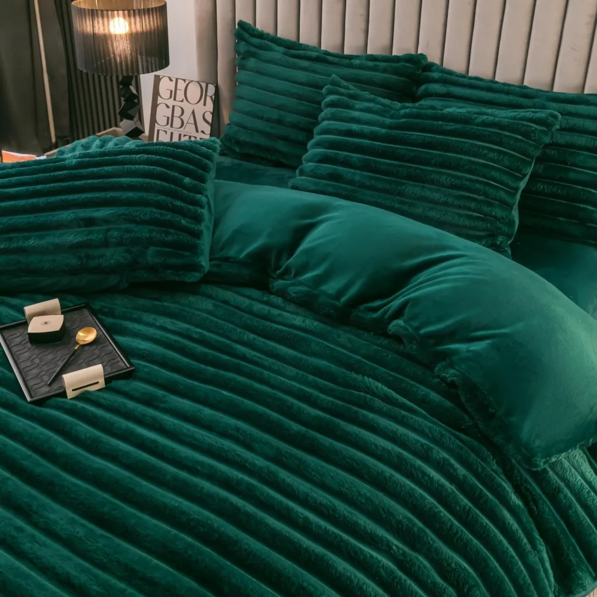 Lenjerie pat dublu cocolino pufoasa 4pcs Verde