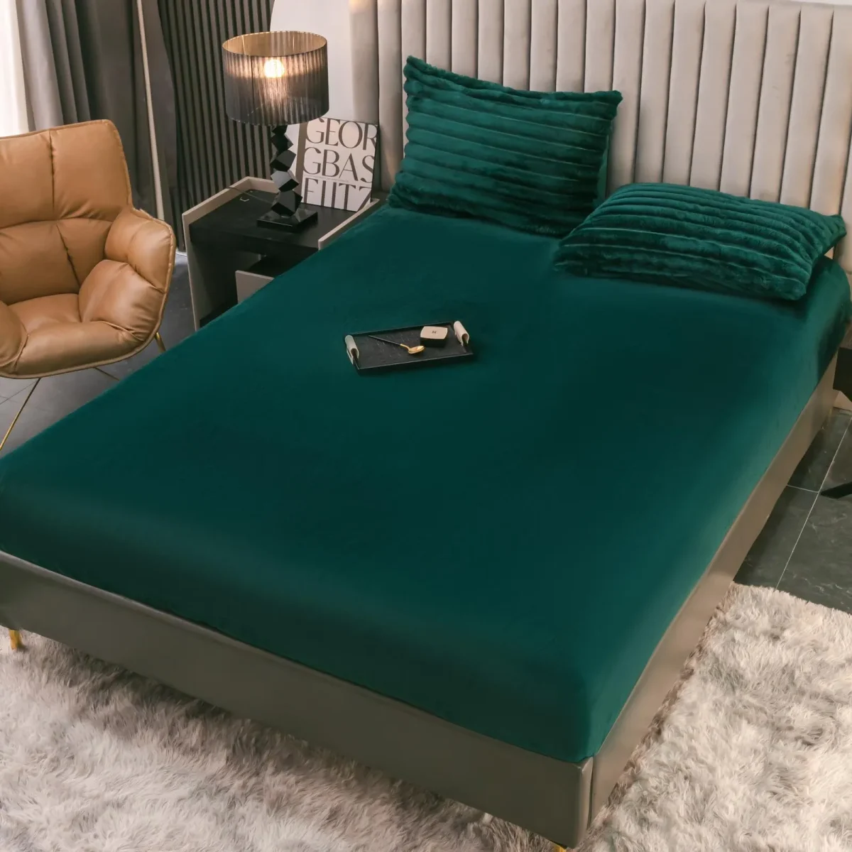 Lenjerie pat dublu cocolino pufoasa 4pcs Verde