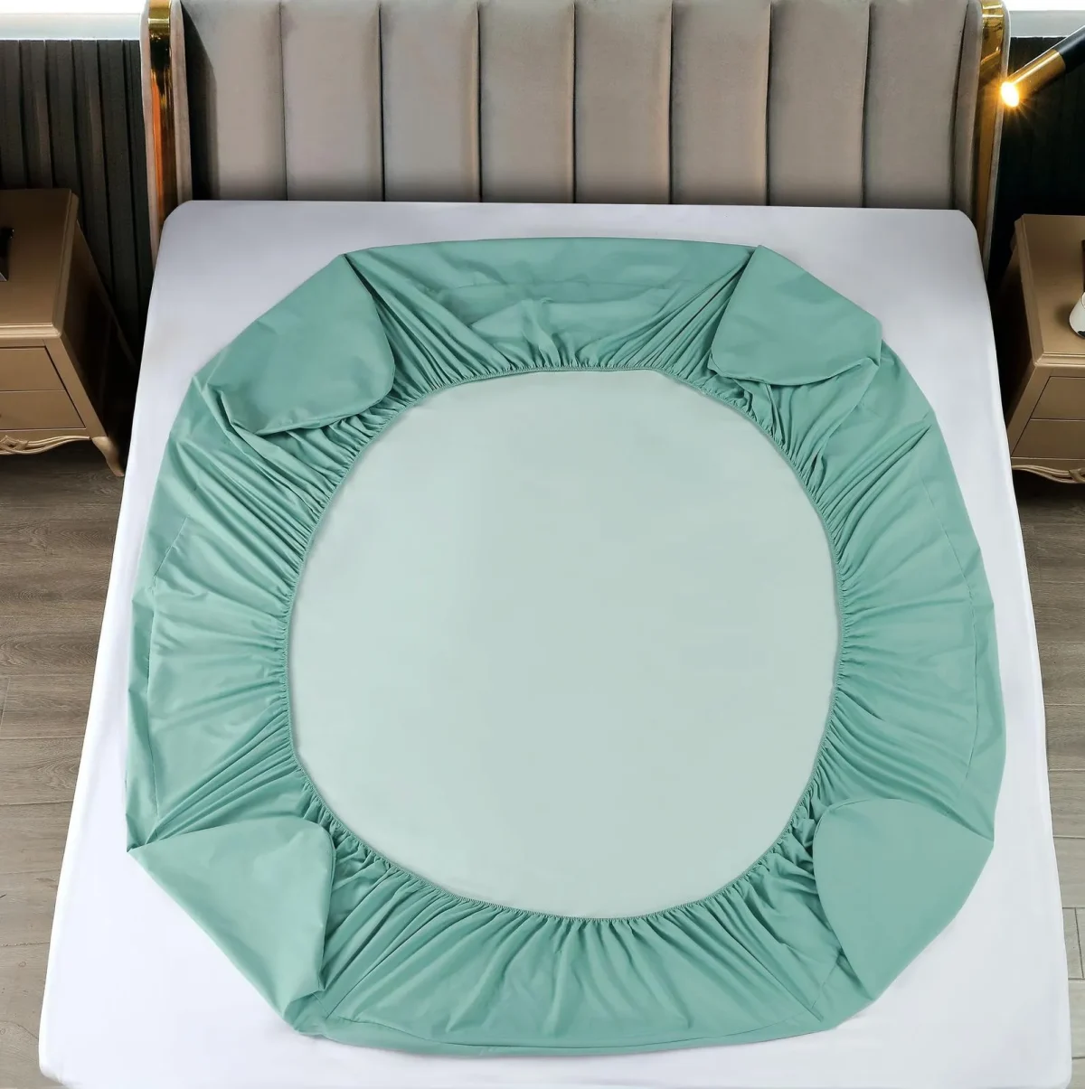 Husa pat impermeabila cu elastic 180x200 + 2 fete perna Mint