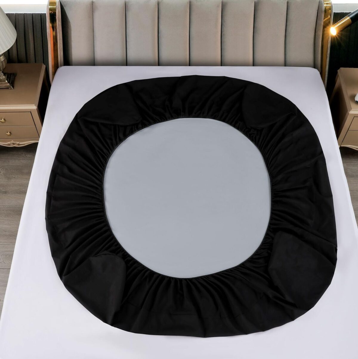 Husa pat impermeabila cu elastic 160x200 + 2 fete perna Negru