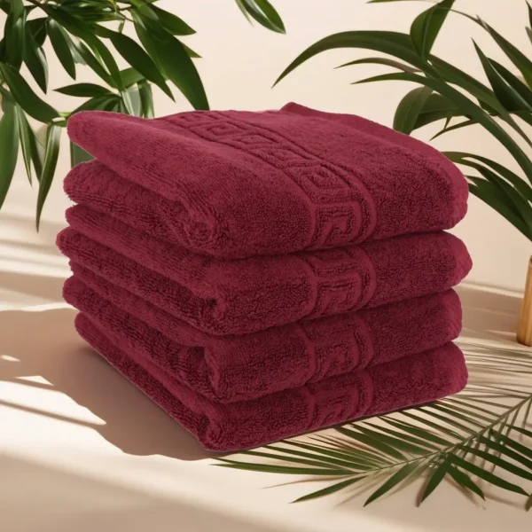 Set 4 Prosoape de Lux 50×90cm 100% Bumbac Pieptanat 650 g/mp-Burgundy