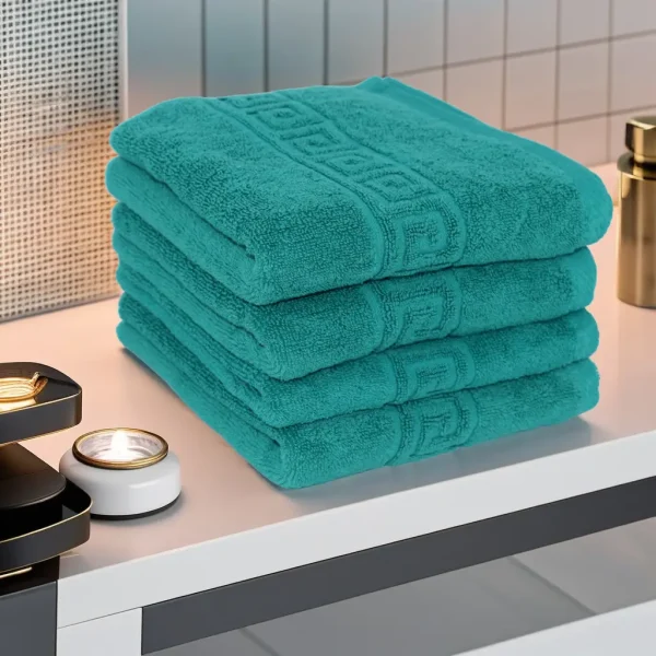 Set 4 Prosoape de Lux 50×90cm 100% Bumbac Pieptanat 650 g/mp-Green Dark