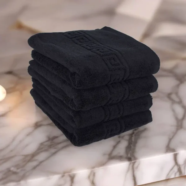 Set 4 Prosoape de Lux 50×90cm 100% Bumbac Pieptanat 650 g/mp-Negru