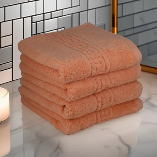 Set 4 Prosoape de Lux 50×90cm 100% Bumbac Pieptanat 650 g/mp-Peach
