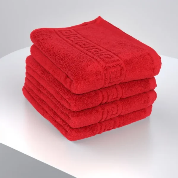 Set 4 Prosoape de Lux 50×90cm 100% Bumbac Pieptanat 650 g/mp-Rosu