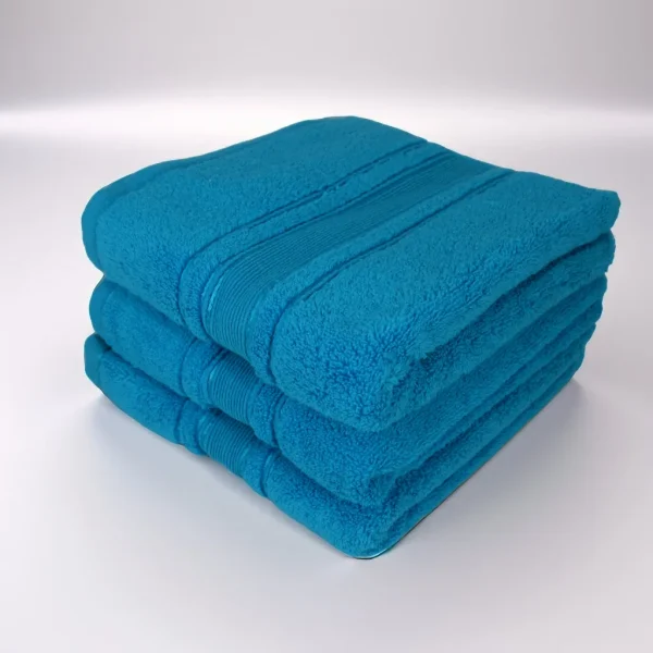 Set 3 Prosoape Pufoase de Lux 50×90cm, 100% Bumbac Pieptanat, Zero Twist, 600 g/mp-Turcoaz
