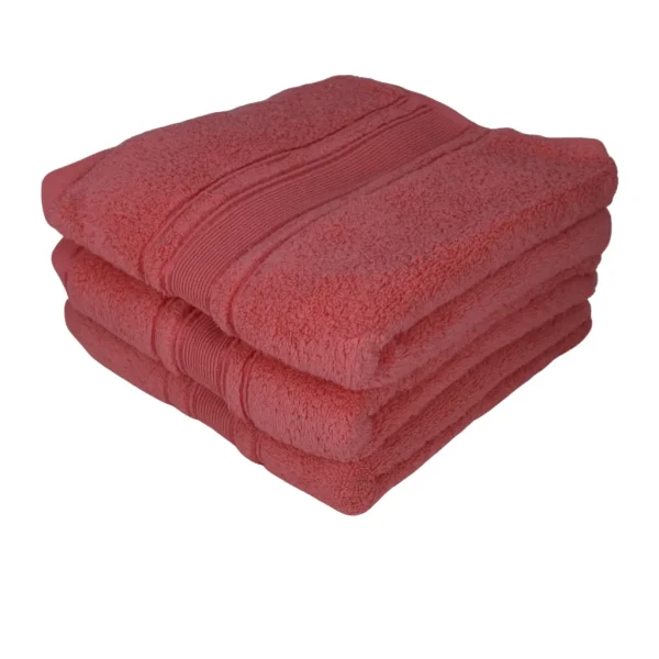 Set 3 Prosoape Pufoase de Lux 50×90cm, 100% Bumbac Pieptanat, Zero Twist, 600 g/mp-Coral