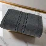 Prosop Pufos de Lux 50×90cm, 100% Bumbac Pieptanat, Zero Twist, 600 g/mp-Gri