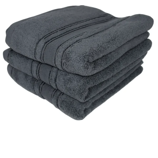 Set 3 Prosoape Pufoase de Lux 50×90cm, 100% Bumbac Pieptanat, Zero Twist, 600 g/mp-Gri