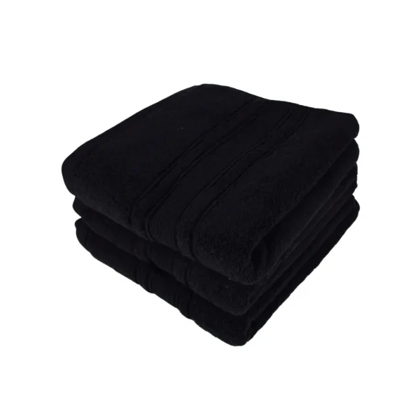 Set 3 Prosoape Pufoase de Lux 50×90cm, 100% Bumbac Pieptanat, Zero Twist, 600 g/mp-Negru
