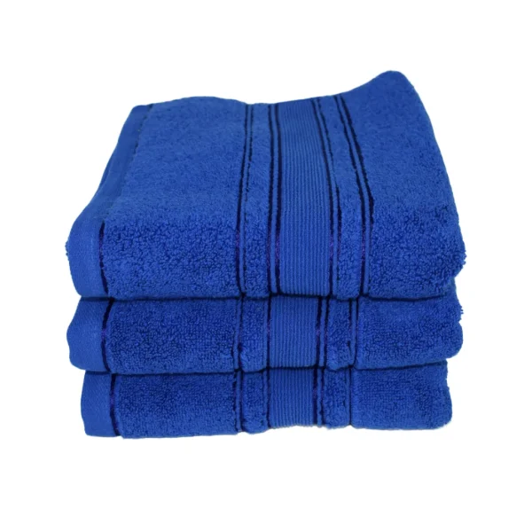 Set 3 Prosoape Pufoase de Lux 50×90cm, 100% Bumbac Pieptanat, Zero Twist, 600 g/mp-Royal Blue